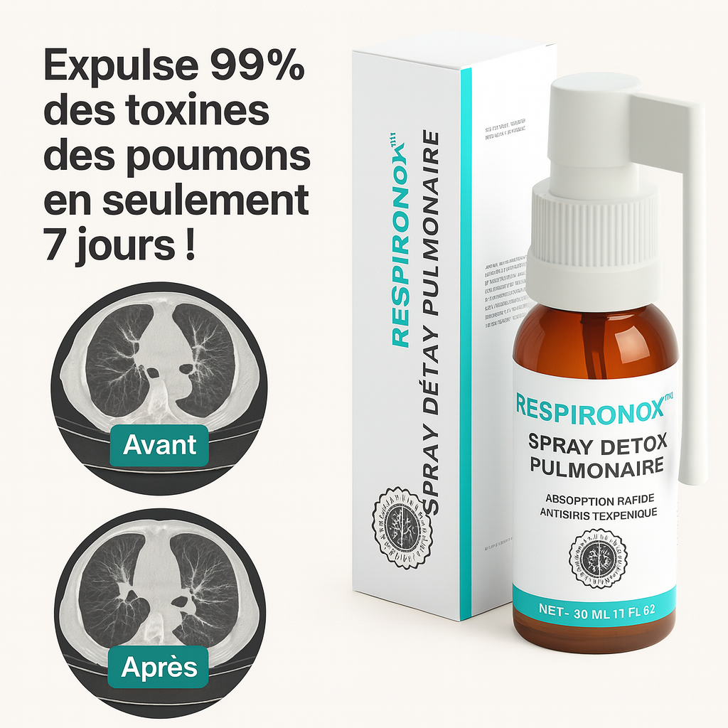 Respironox™ Spray Détox Pulmonaire au Pin de Sibérie | Expulse 99% des toxines cachées en seulement 7 jours!