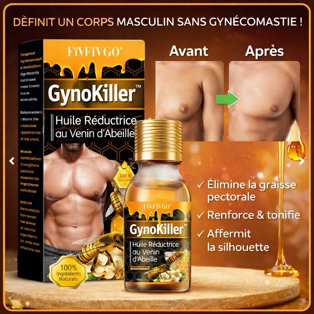 GynoKiller™ Huile Réductrice au Venin d’Abeille | Réduit la graisse des pectoraux en 2 minutes!
