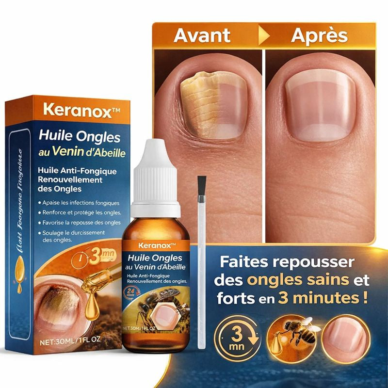 Keranox™ Huile Ongles au Venin d’Abeille | Faites repousser des ongles sains et forts en 3 minutes !