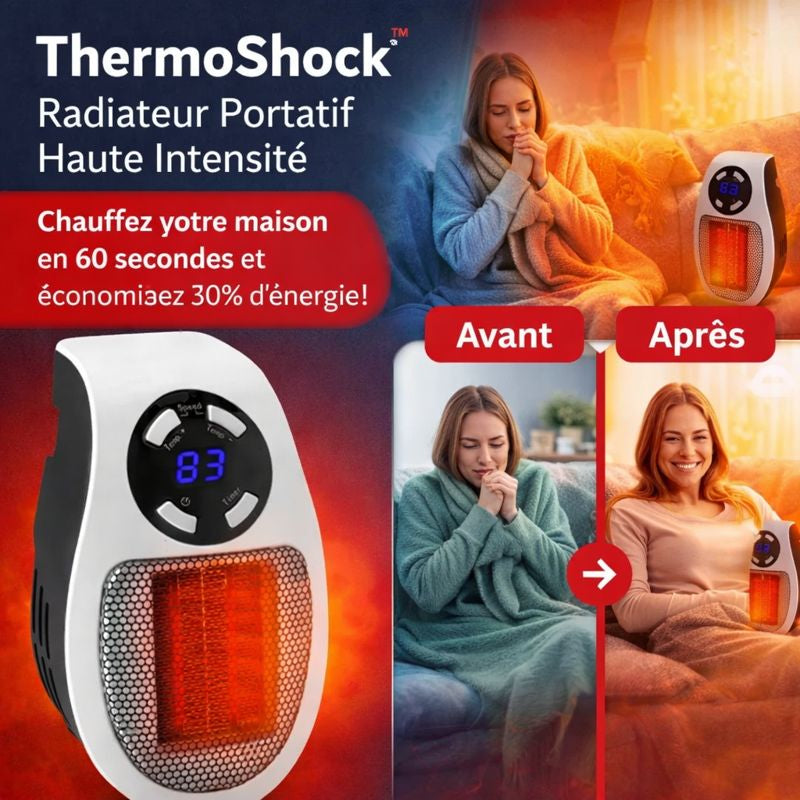 ThermoShock™ Radiateur Portatif Haute Intensité | Chauffez votre maison en 60 secondes et économisez 30 % d’énergie !