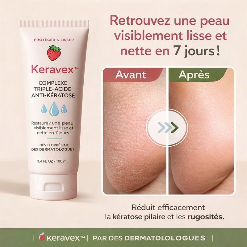 Keravex™ Complexe Triple-Acide Anti-Kératose | Retrouvez une peau visiblement lisse et nette en 7 jours !