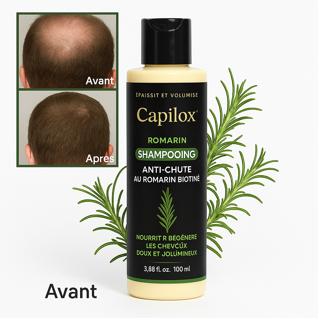 Capilox™ Shampooing Anti-Chute au Romarin Biotiné | Retrouvez une chevelure dense en seulement 14 jours!