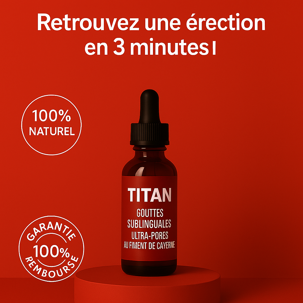 TITAN™ Gouttes Sublinguales Ultra-Pures au Piment de Cayenne | Retrouvez une érection en 3 minutes!