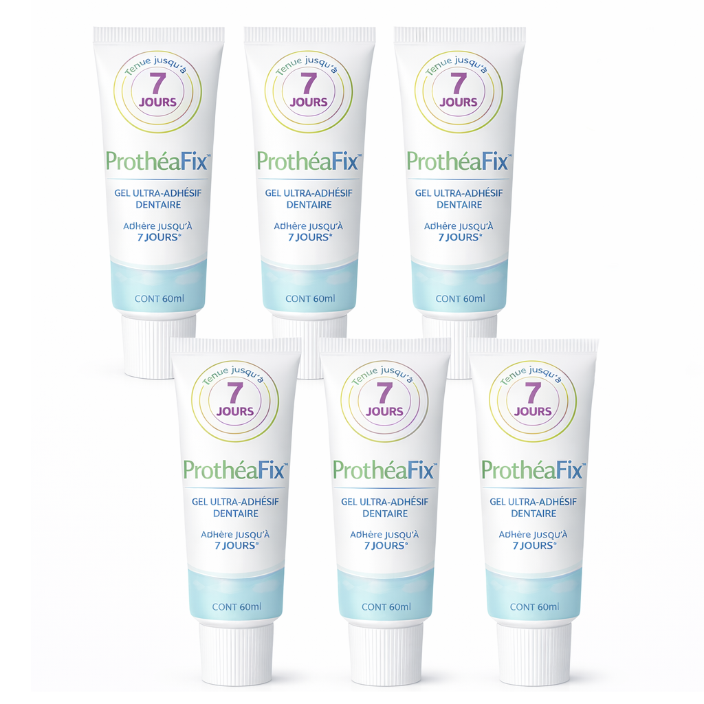ProthéaFix™ Gel Ultra-Adhésif Dentaire | Fixation Béton en 60 secondes et Confort Total jusqu’à 24h !