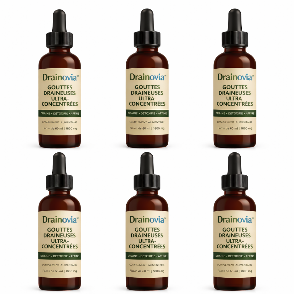 Drainovia™ Gouttes Draineuses Ultra-Concentrées | Dégonflez ventre et jambes en 14 jours et retrouvez une silhouette légère !