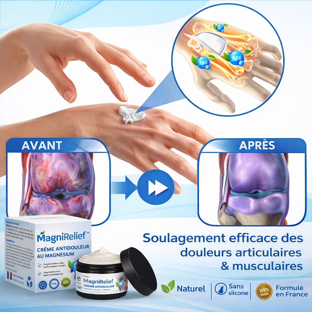 MagniRelief™ Crème Antidouleur au Magnésium | Éliminez vos douleurs articulaires en 5 minutes!