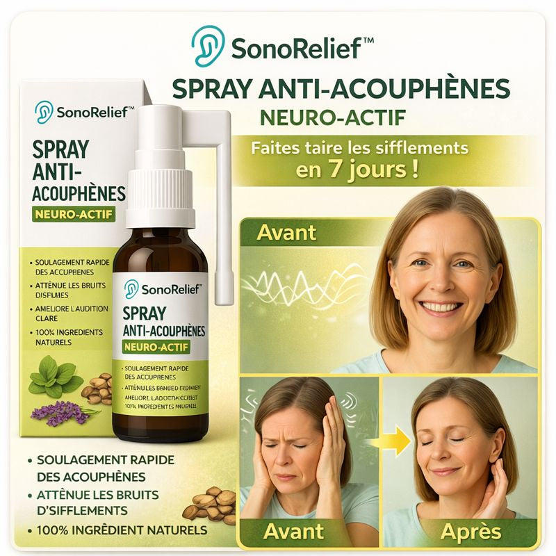 SonoRelief™ Spray Anti-Acouphènes Neuro-Actif | Faites taire les sifflements en 7 jours !