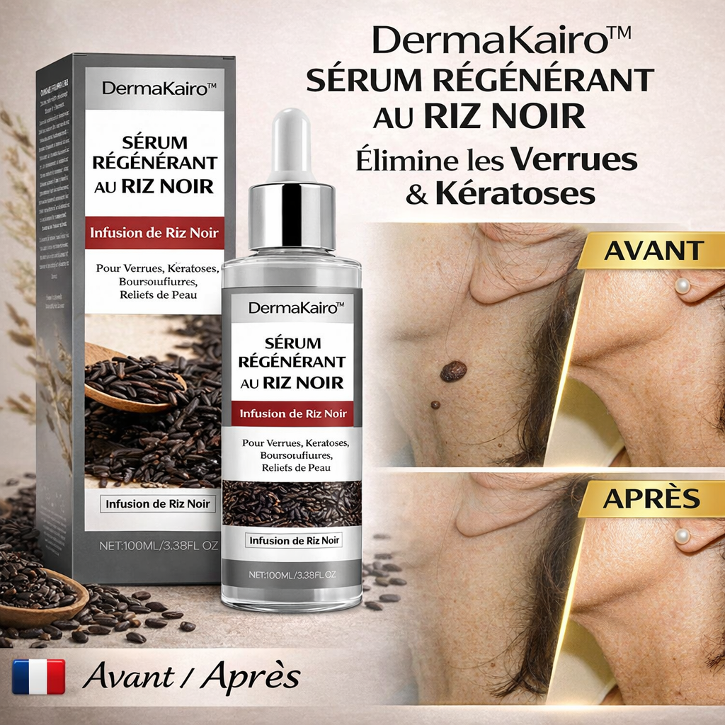 DermaKairo™ Sérum Régénérant au Riz Noir | Effacez rides, taches et peau terne en quelques minutes !