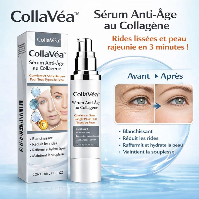 CollaVéa™ Sérum Anti-Âge au Collagène | Rides lissées et peau rajeunie en 3 minutes !