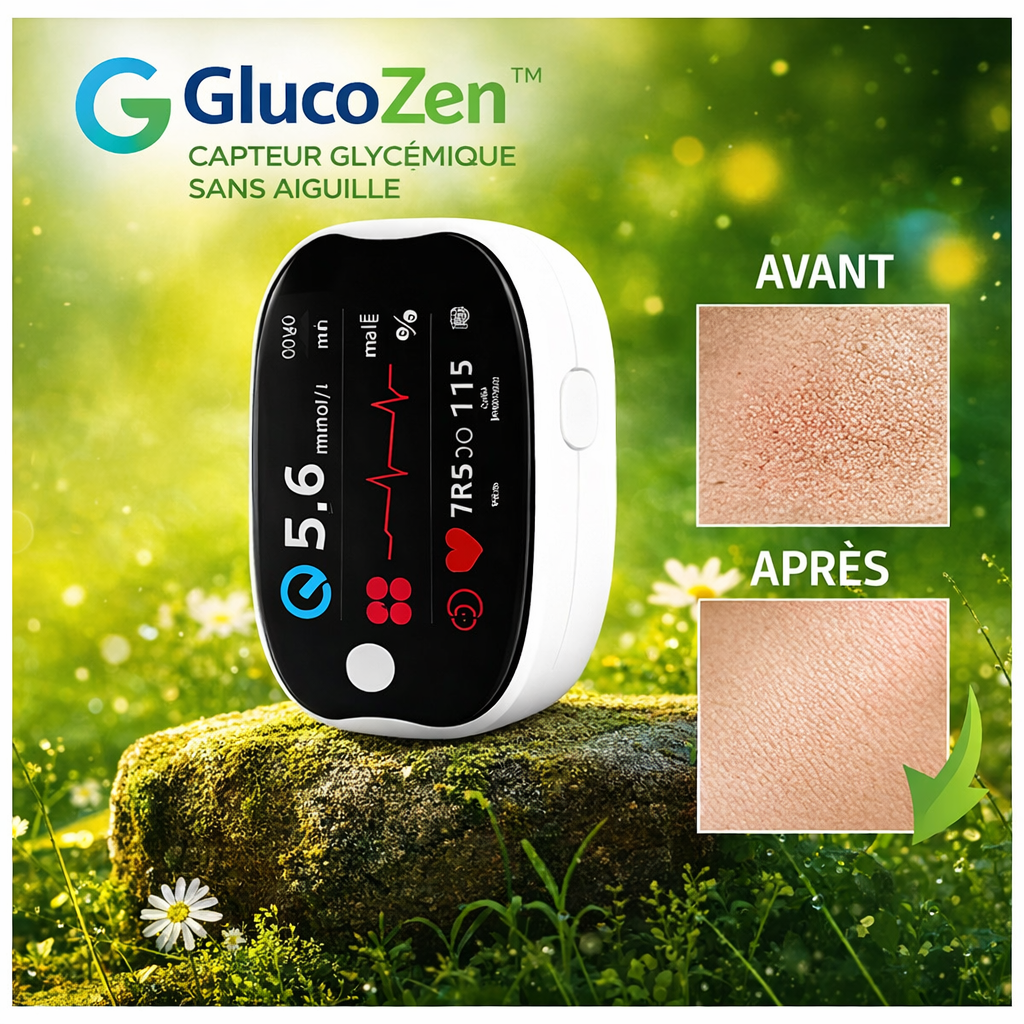 GlucoZen™ Capteur Glycémique Sans Aiguille | Contrôlez votre glycémie en 3 secondes – sans douleur, sans piqûre, sans bandelette !