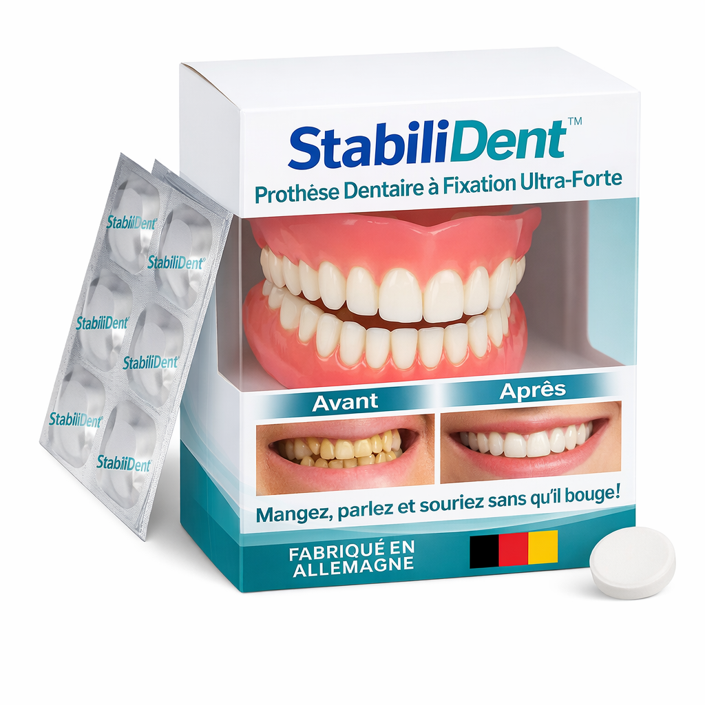 StabiliDent™ Prothèse Dentaire à Fixation Ultra-Forte | Mangez, parlez et souriez sans qu’il bouge – toute la journée sans colle!