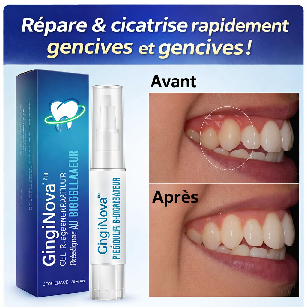 GingiNova™ Gel Régénérateur au Biocollagène | Faites repousser vos gencives en 3 minutes !