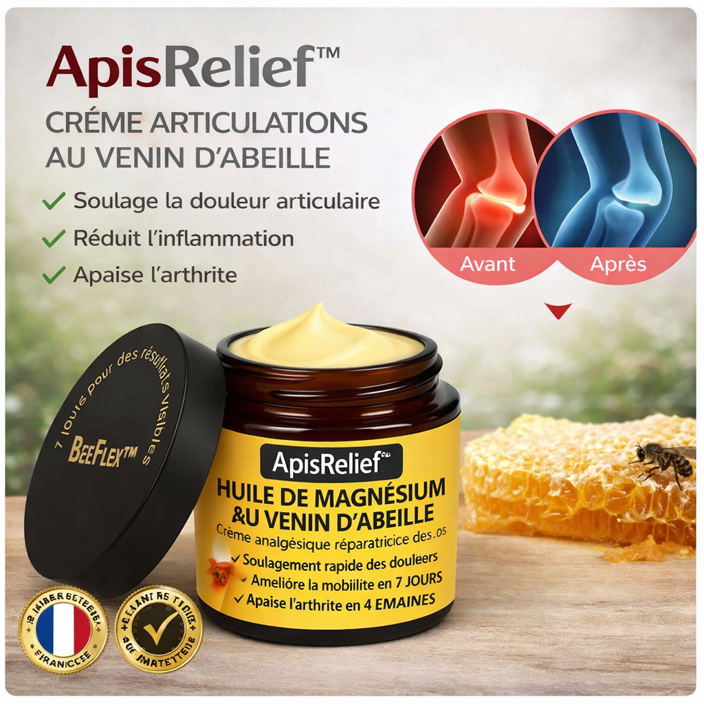ApisRelief™ Crème Articulations au Venin d’Abeille | Éliminez vos douleurs en quelques minutes!