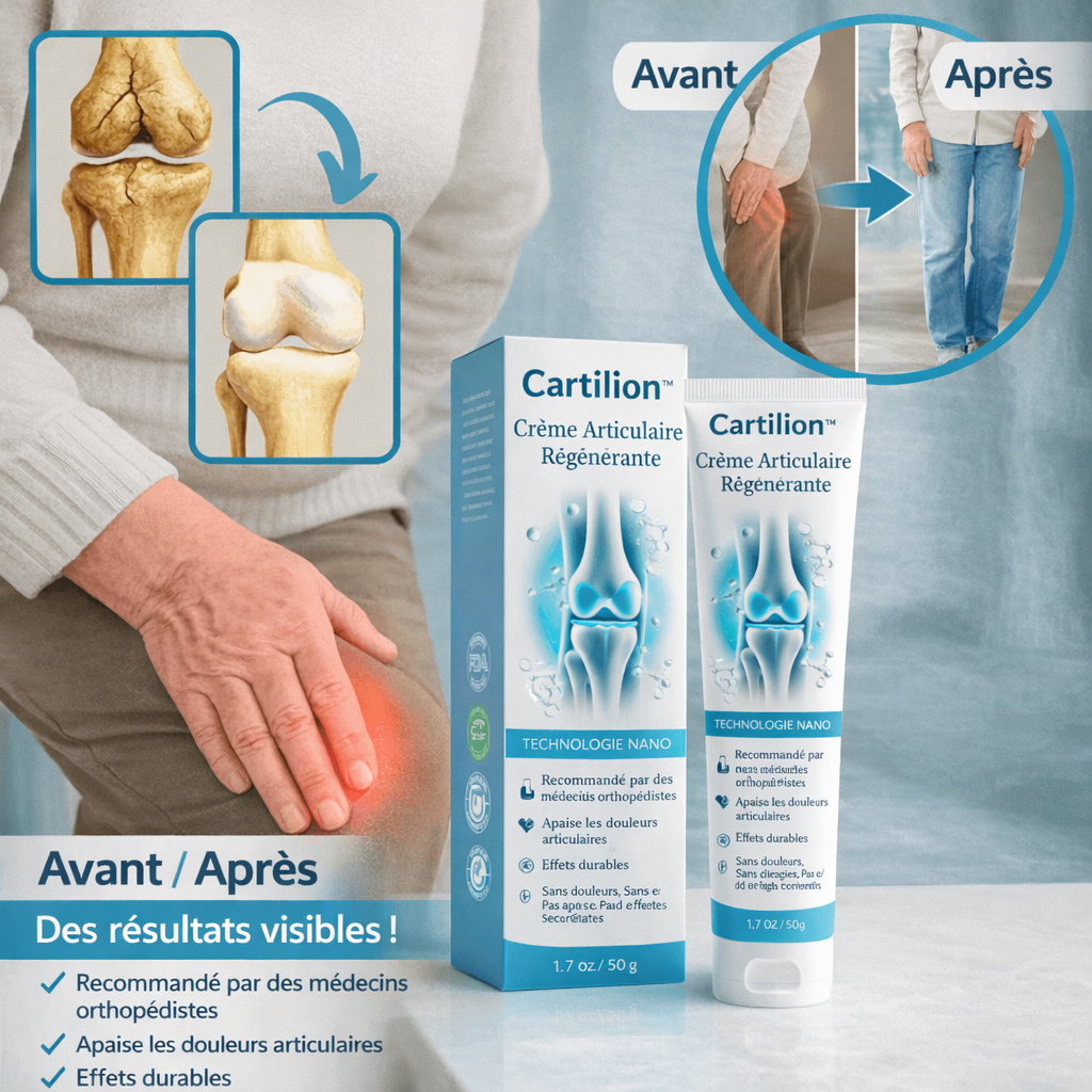 Cartilion™ Crème Articulaire Régénérante | Éliminez vos douleurs articulaires de 97 % en seulement 4 jours!