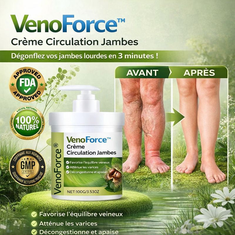 VenoForce™ Crème Circulation Jambes | Dégonflez vos jambes lourdes en 3 minutes !