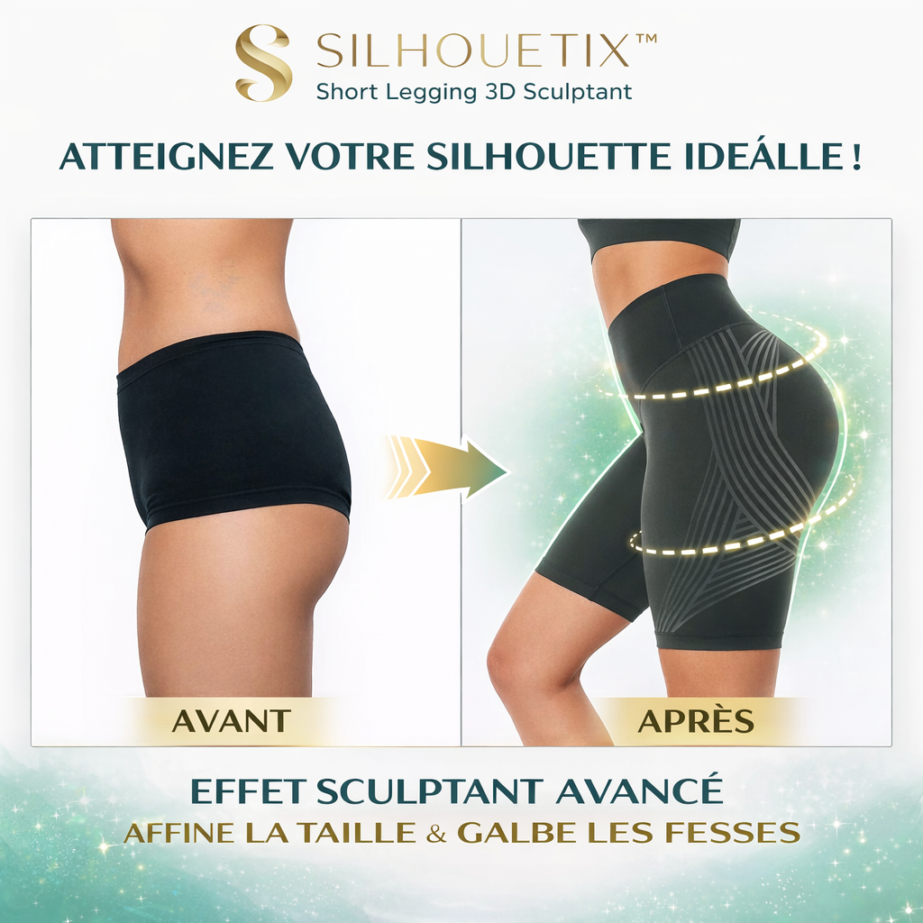 Silhouetix™ Short Legging 3D Sculptant | Affinez votre taille et galbez vos fesses en 60 secondes !