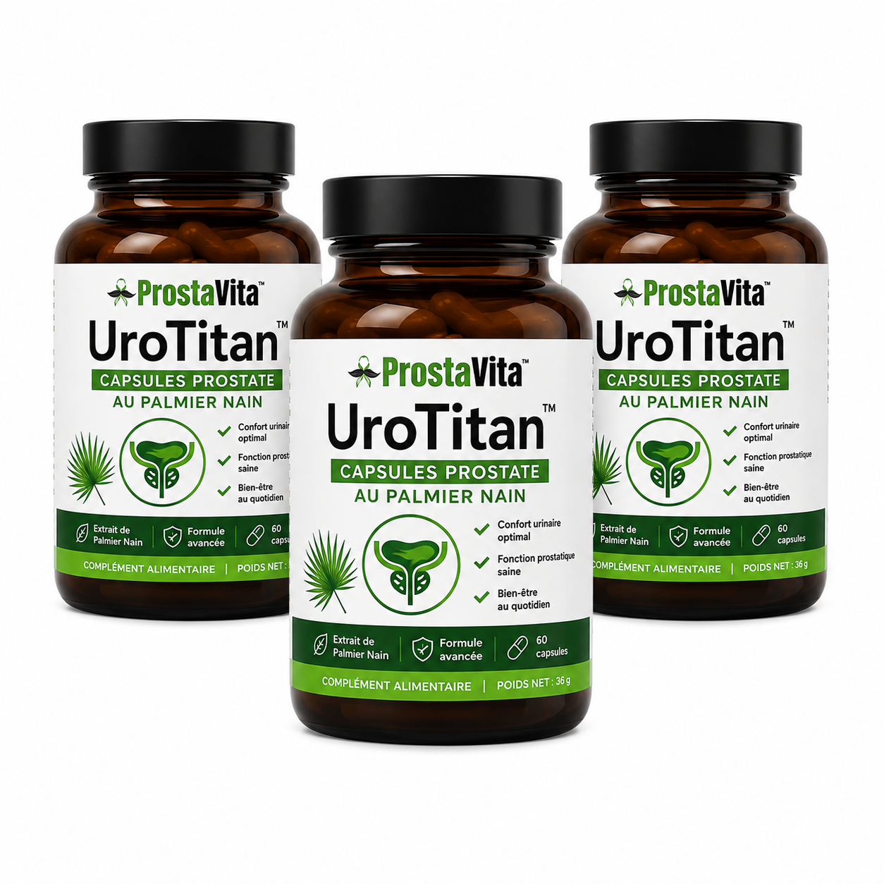 UroTitan™ Capsules Prostate au Palmier Nain | Réduisez l'inflammation de la prostate jusqu'à 95 % en 5 jours !
