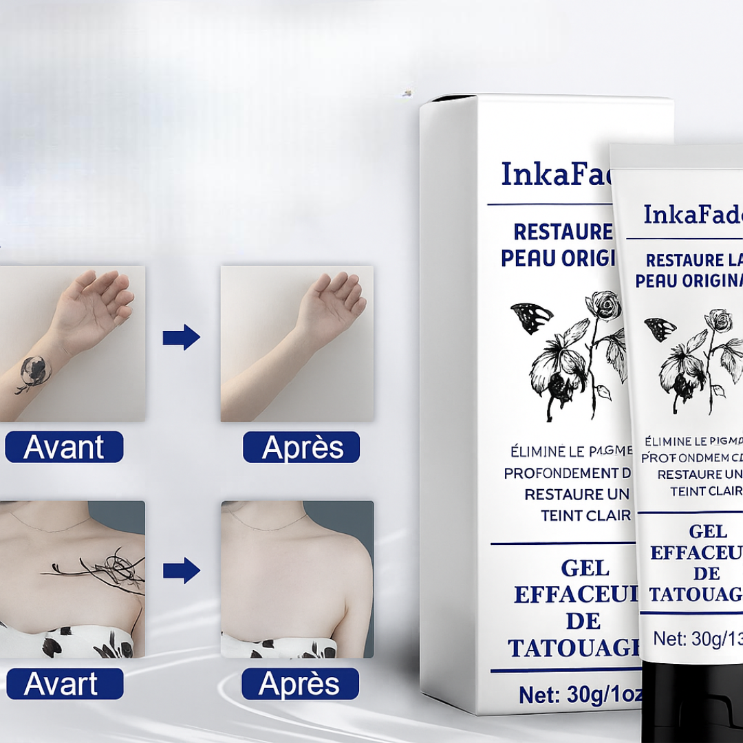 InkaFade™ Gel Effaceur de Tatouages | Estompe visiblement les tatouages sans douleur en seulement 10 minutes par jour!