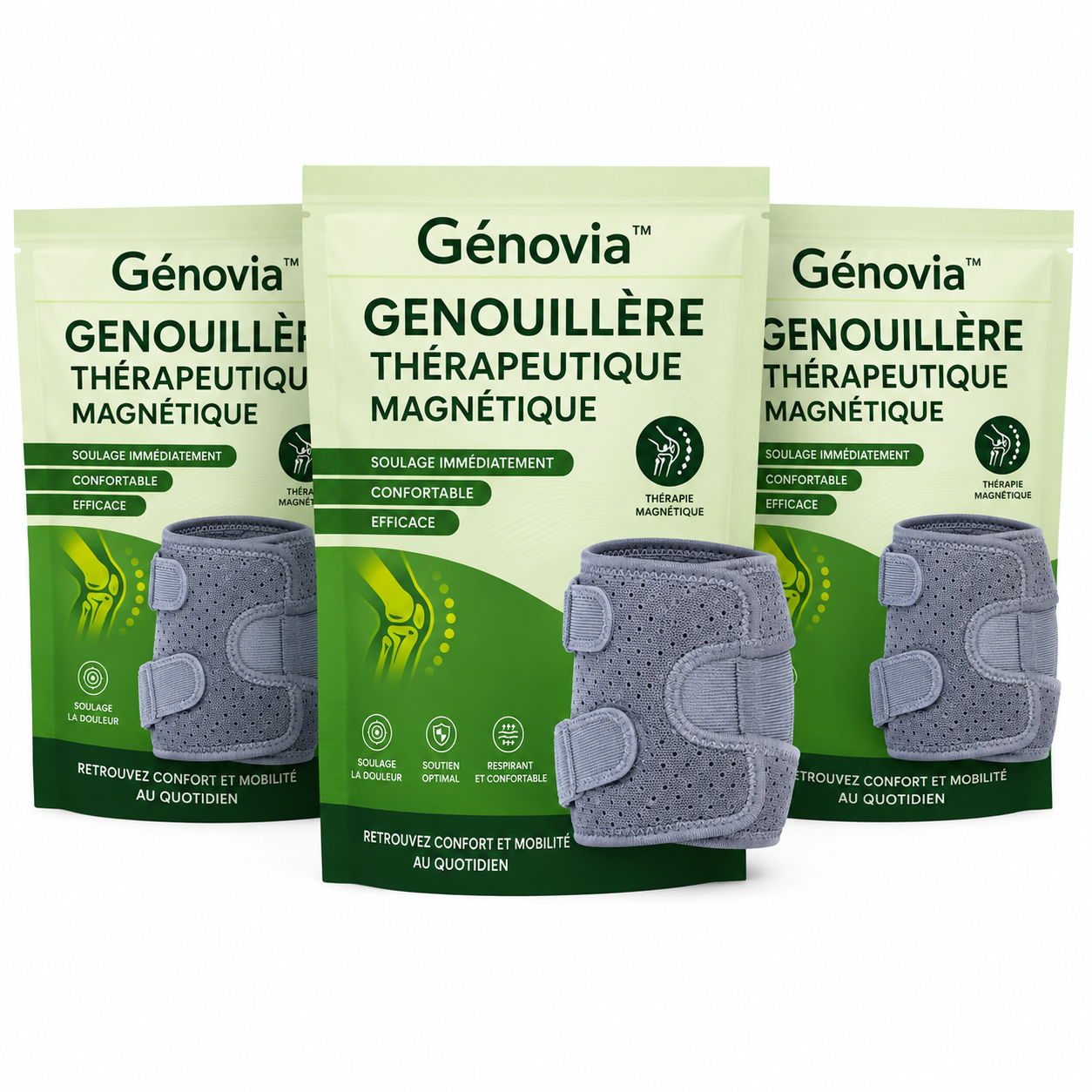Génovia™ Genouillère Thérapeutique Magnétique | Éliminez la douleur du genou en 3 minutes !