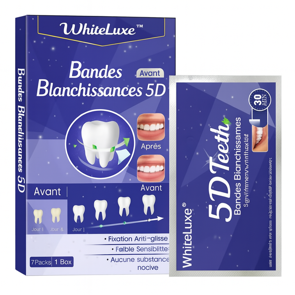 WhiteLuxe™ Bandes Blanchissantes 5D | Un sourire éclatant dès la première utilisation, sans sensibilité!