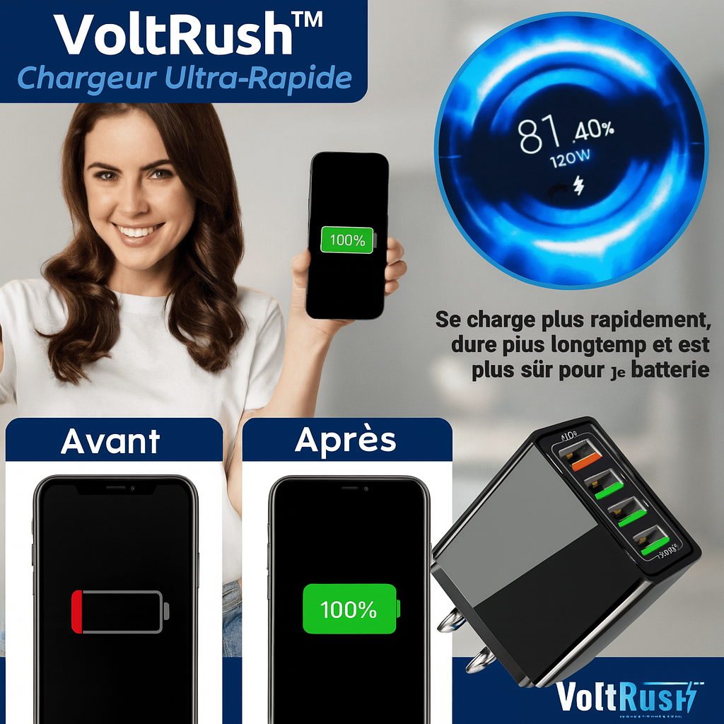 VoltRush™ Chargeur Ultra-Rapide | Rechargez votre téléphone 4x plus vite en 15 minutes!