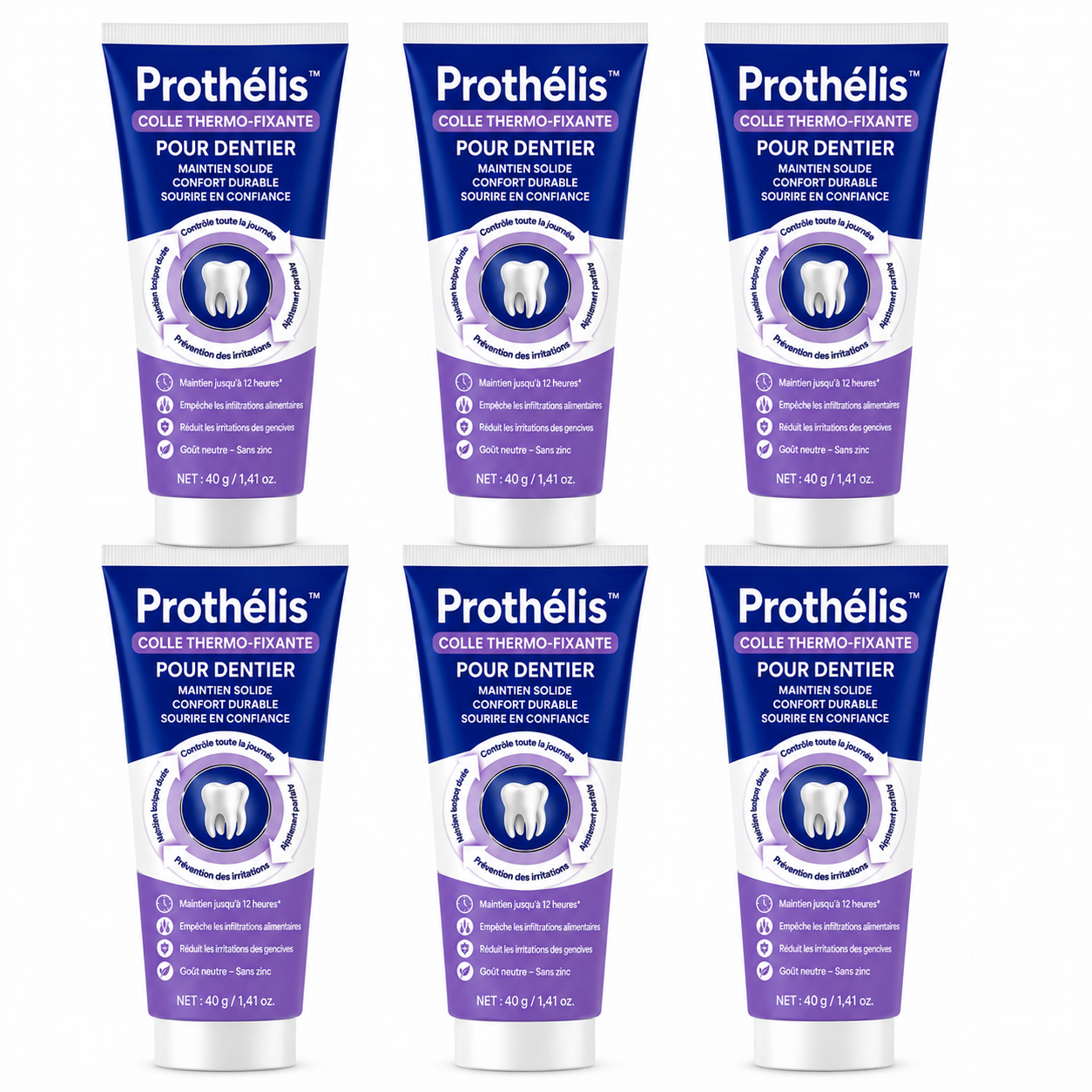 Prothélis™ Colle Thermo-Fixante pour Dentier | Mangez, parlez et riez sans que votre dentier ne bouge pendant 96h !
