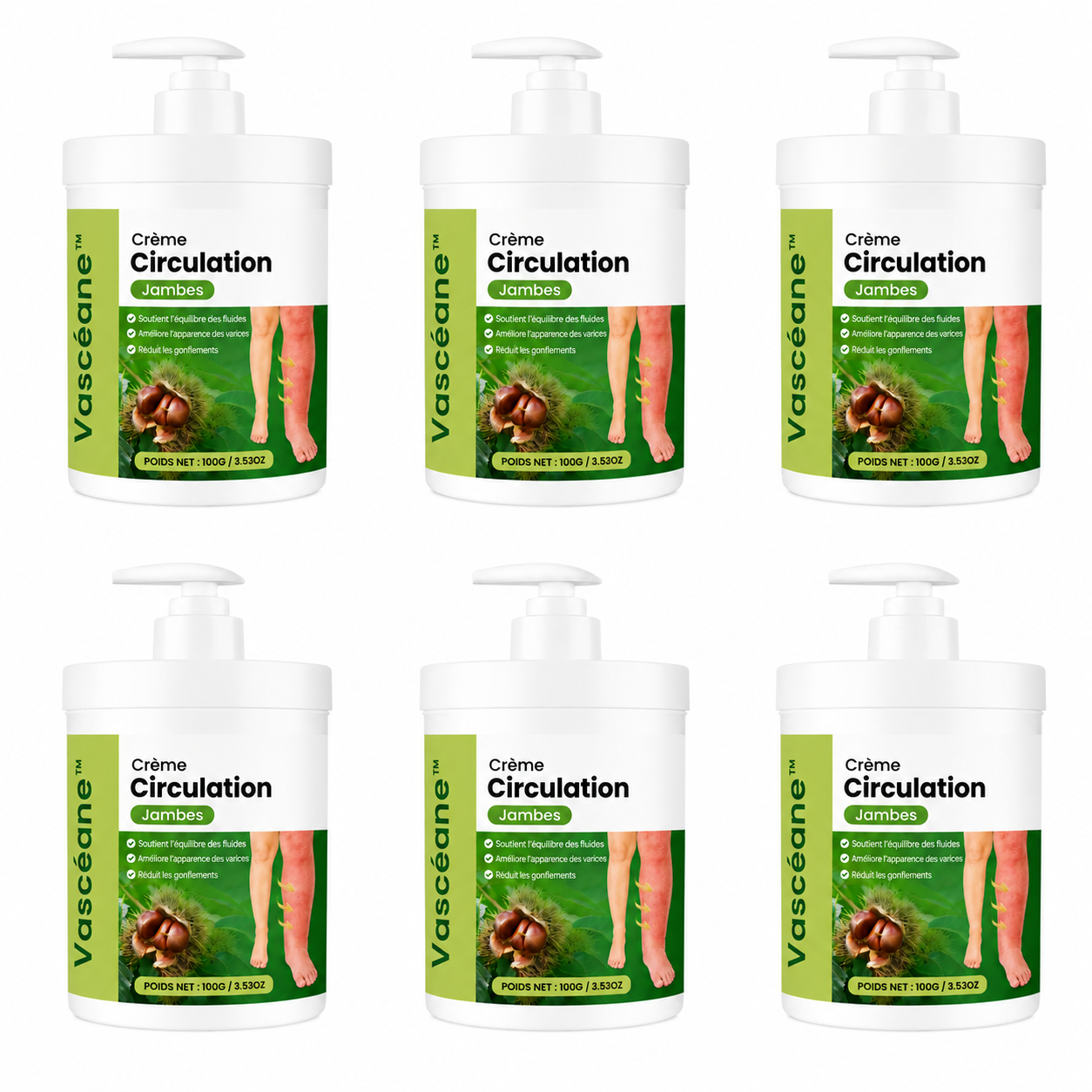 Vascéane™ Crème Circulation Jambes | Dégonflez jambes lourdes, varices et chevilles en 48h !
