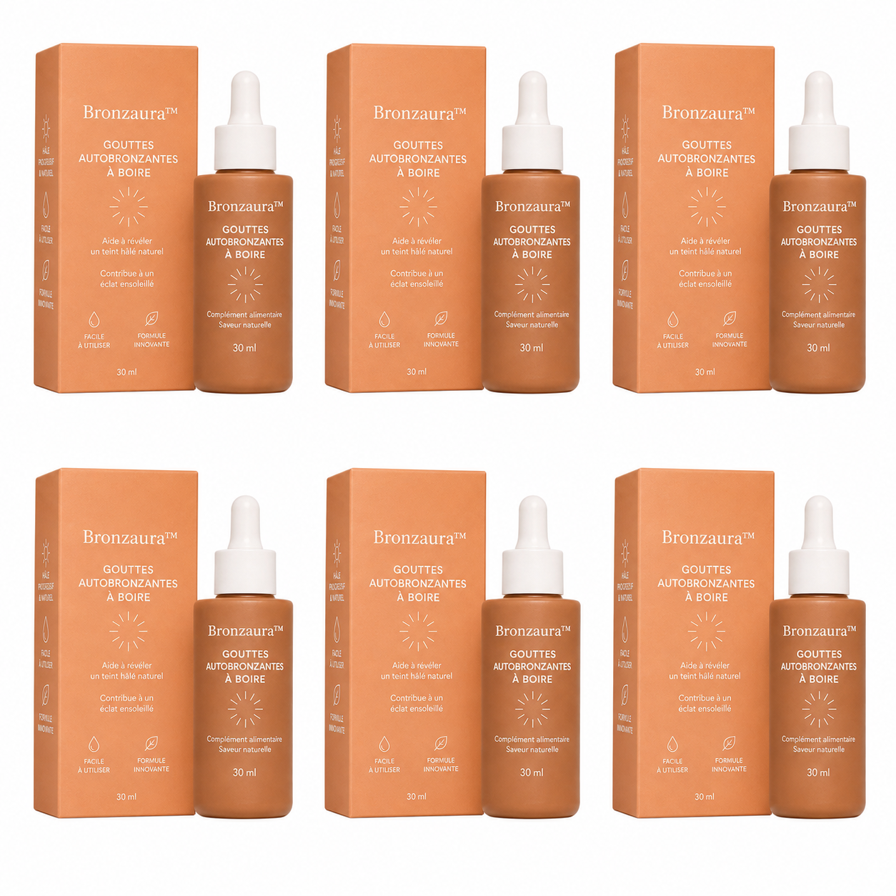 Bronzaura™ Gouttes Autobronzantes à Boire | Obtenez un hâle doré en 3 jours, sans soleil, sans traces, sans peau orange !