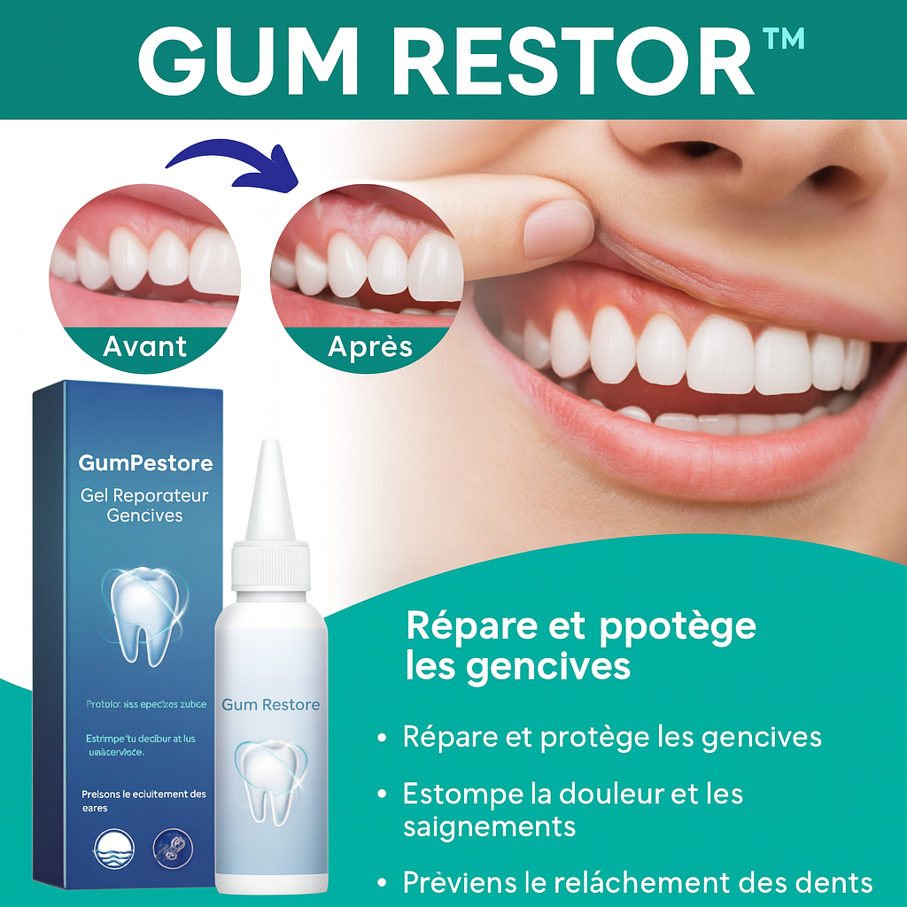 GumRestore™ Gel Réparateur Gencives | Restaure les gencives rétractées et renforce votre sourire en 4 jours!