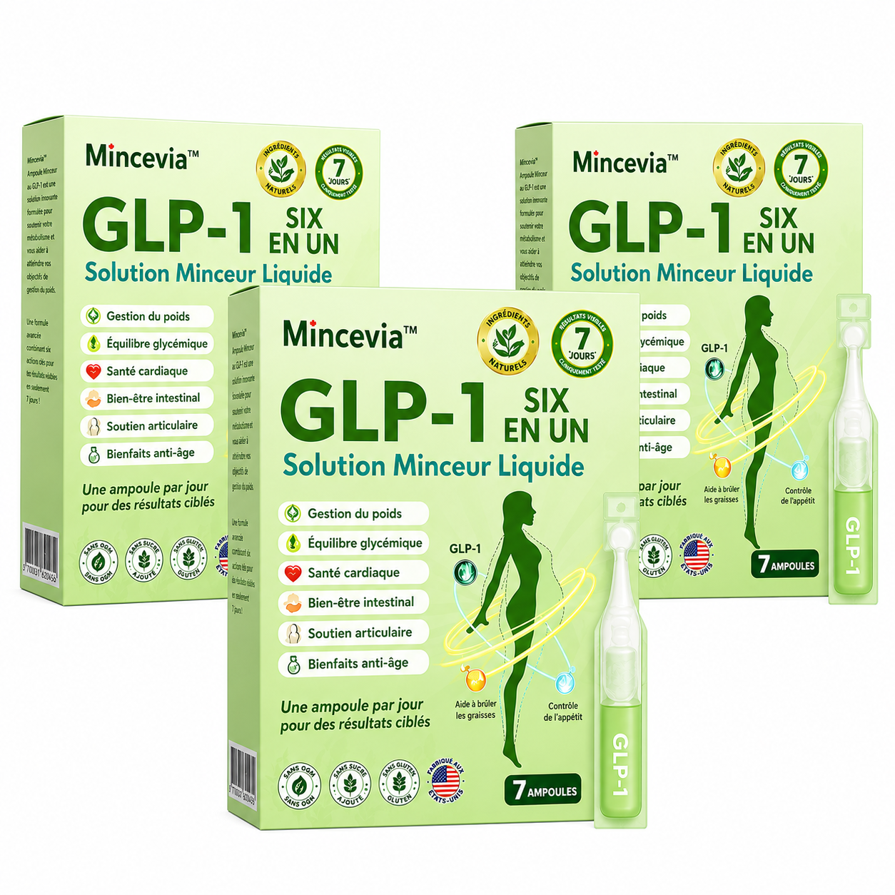 Mincevia™ Ampoule Minceur au GLP‑1 | Perdez 5 kg de graisse abdominale en 7 jours!