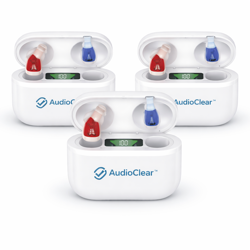 AudioClear™ Appareil Auditif Invisible à Technologie TriCore | Entendez parfaitement en 3 secondes, sans aucun sifflement !