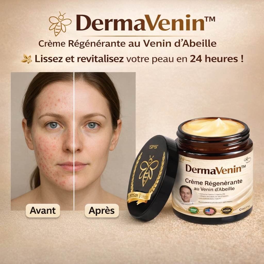DermaVenin™ Crème Régénérante au Venin d’Abeille | Lissez et revitalisez votre peau en 24 heures !