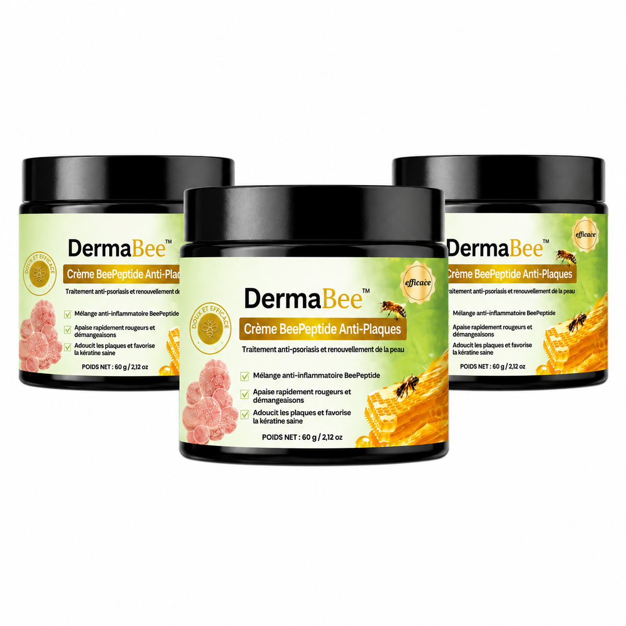 DermaBee™ Crème BeePeptide Anti-Plaques | Supprime boutons, verrues et plaques de psoriasis en 14 jours, sans brûlure ni cortisone !