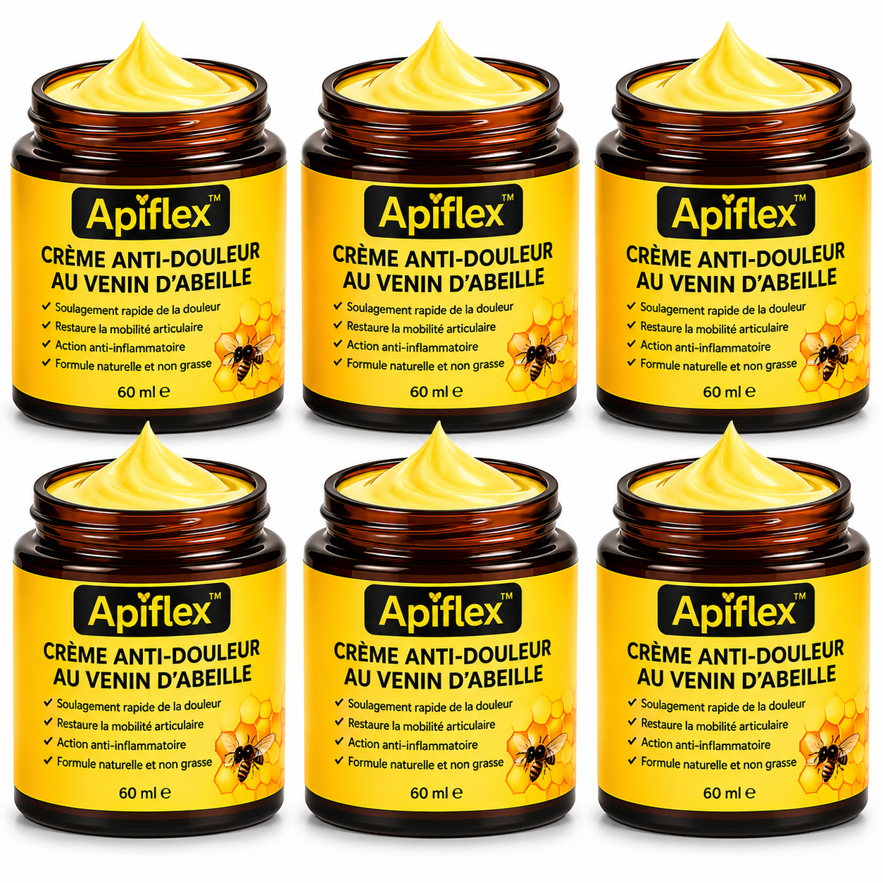 Apiflex™ Crème Anti-Douleur au Venin d’Abeille | Supprimez vos douleurs articulaires en quelques minutes !
