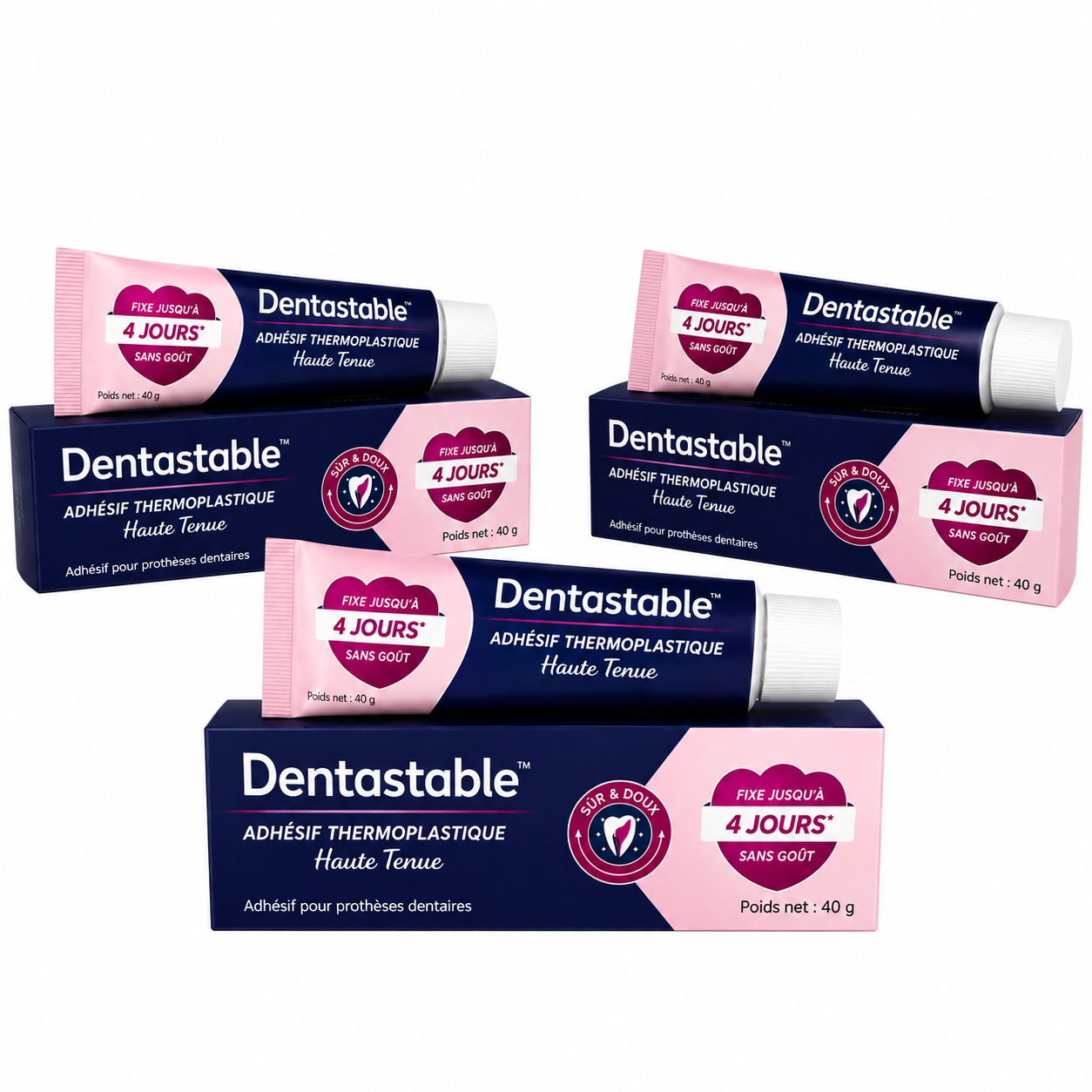 Dentastable™ Adhésif Thermoplastique Haute Tenue | Fixe instantanément votre prothèse, stoppe les mouvements gênants en 3 minutes !