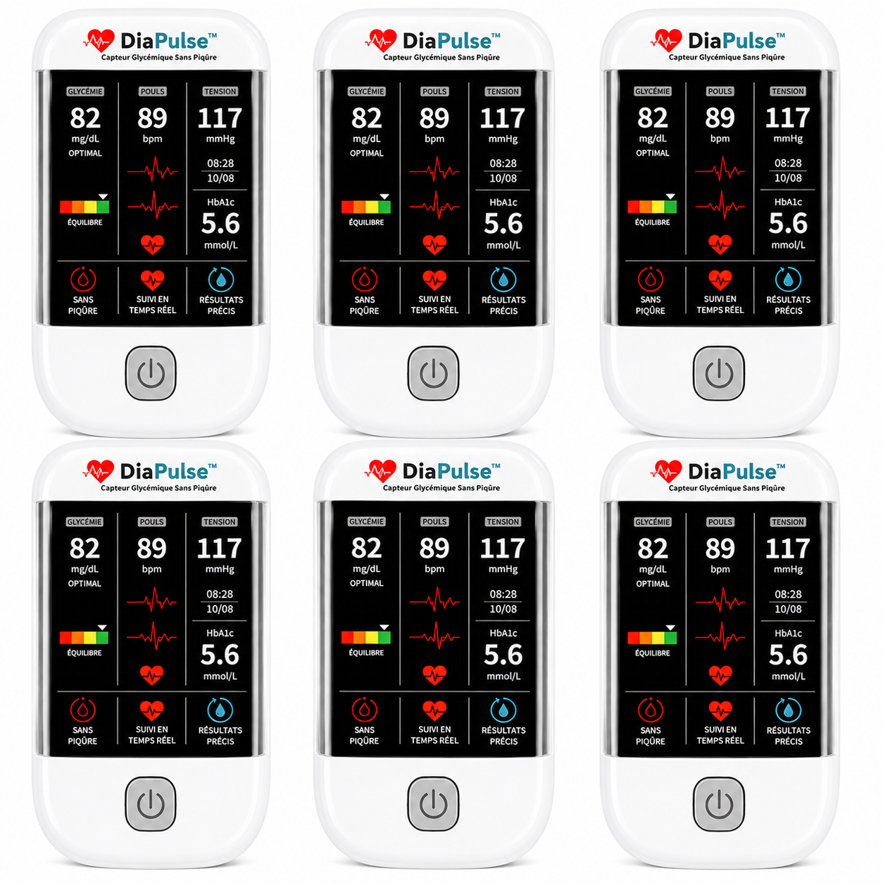 DiaPulse™ Capteur Glycémique Sans Piqûre | Obtenez une mesure glycémique fiable en 5 secondes sans piqûre !