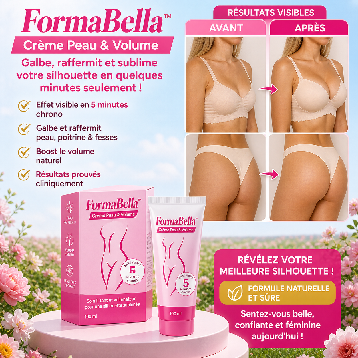 FormaBella™ Crème Poitrine & Fesses | Augmente visiblement vos formes en quelques minutes !