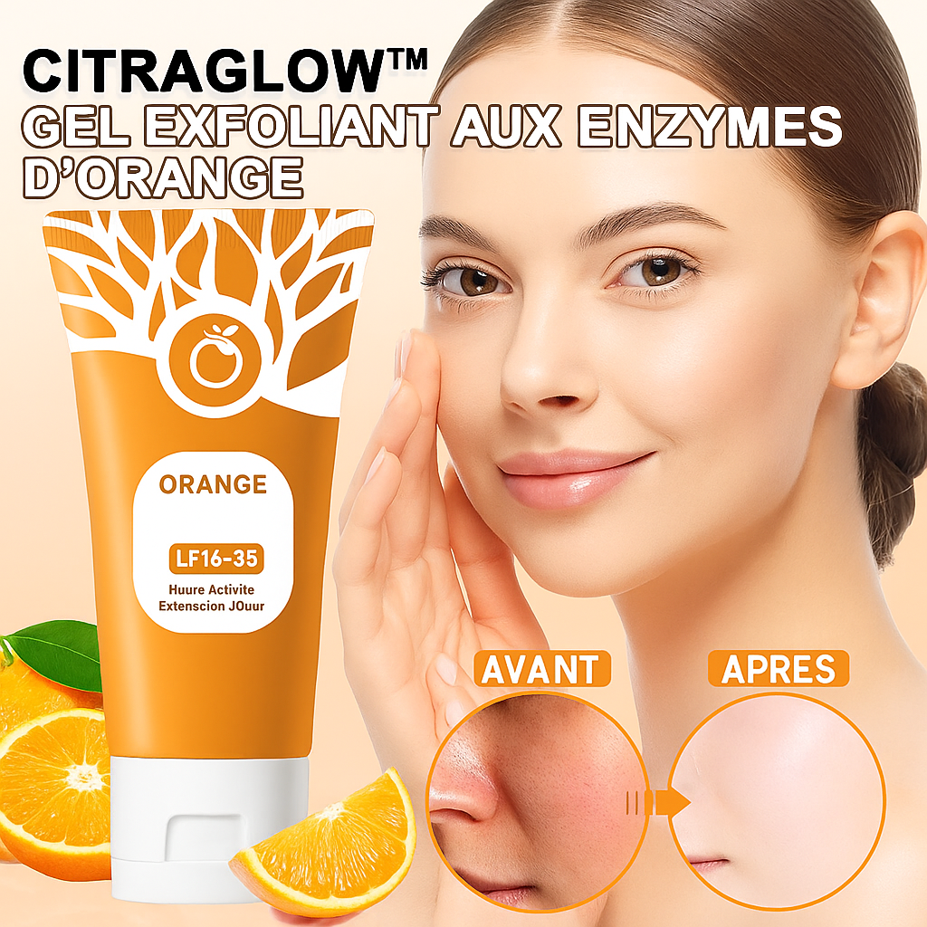 CitraGlow™ Gel Exfoliant aux Enzymes d’Orange | Éliminez les peaux mortes et révélez un teint éclatant en 1 minute!