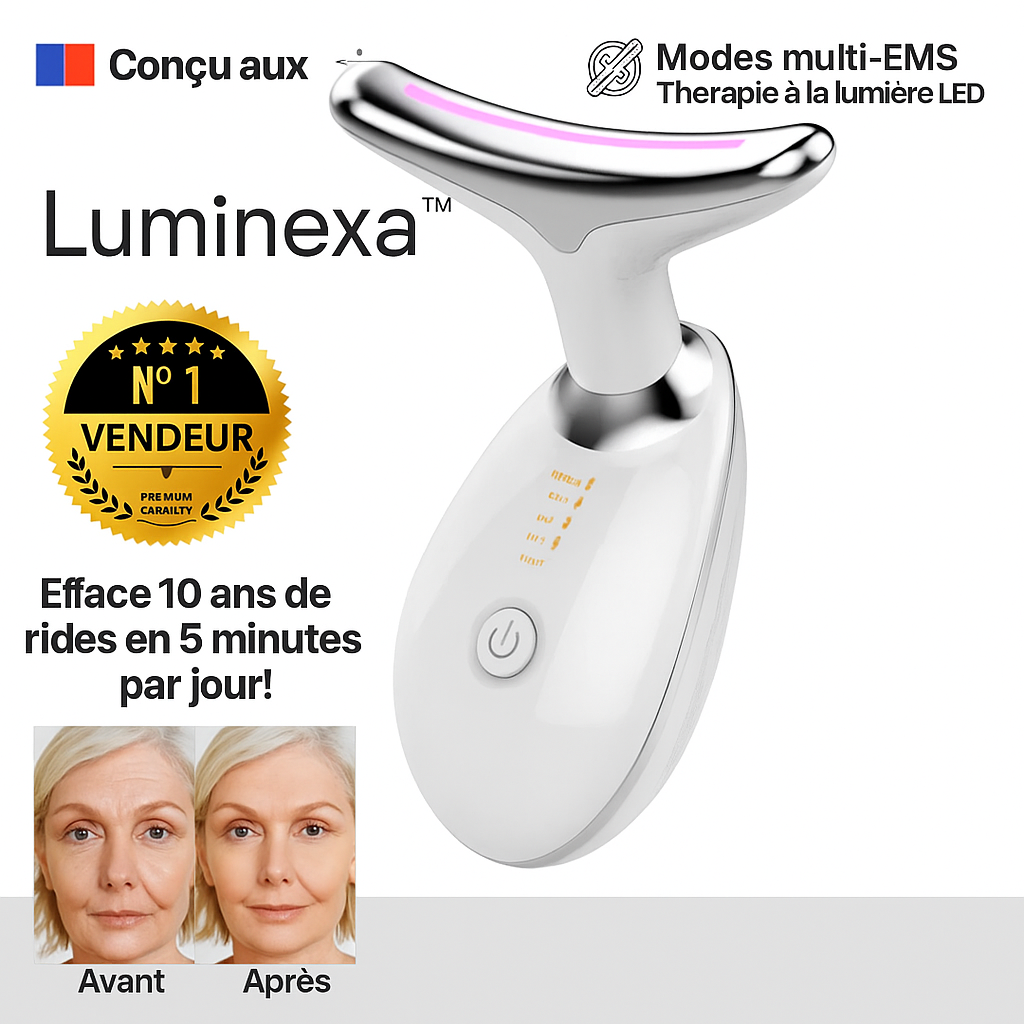 Luminexa™ Appareil Visage & Cou à Lumière Rouge | Efface 10 ans de rides en 5 minutes par jour!