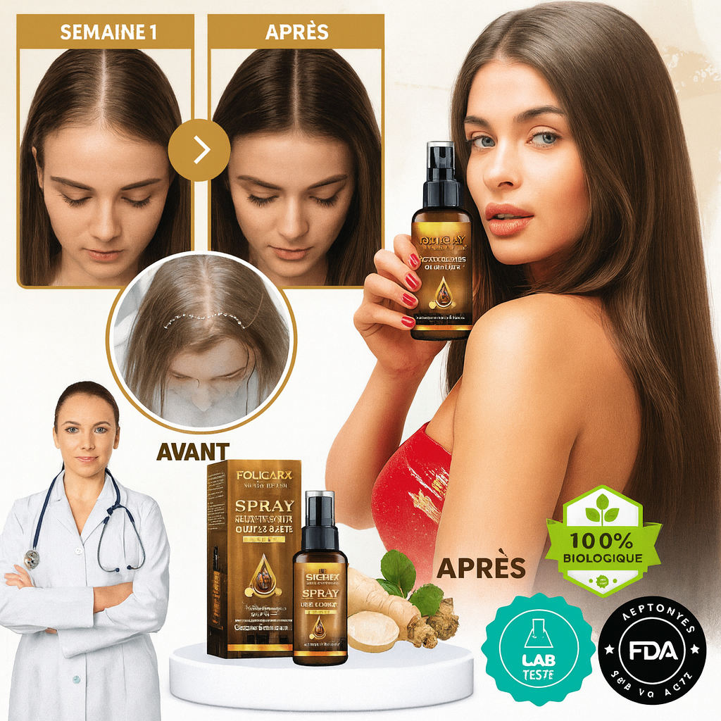 FollicarX™ Spray Anti-Chute Ultra-Actif | Faites repousser 99 % de vos cheveux en 21 jours, sans greffe ni médicaments!
