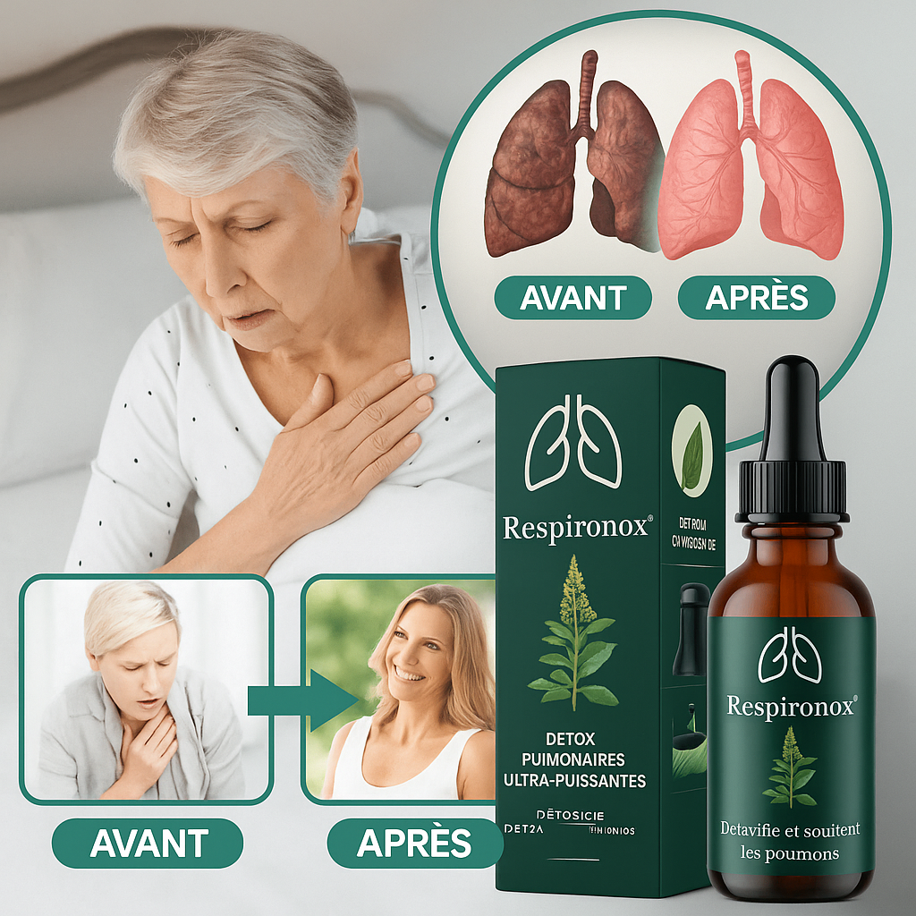 Respironox™ Gouttes Détox Pulmonaires Ultra-Puissantes | Nettoyez 97 % de vos poumons en 48 heures !