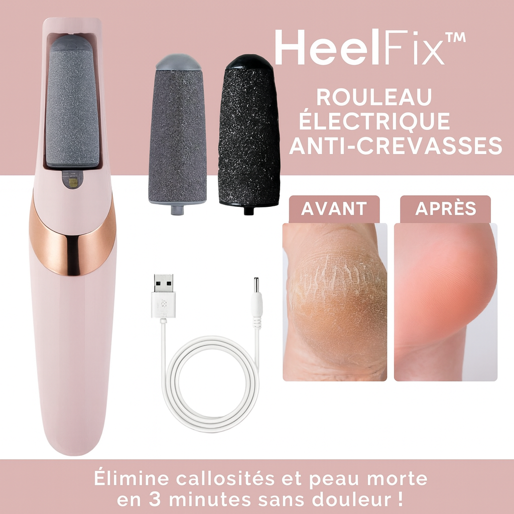 HeelFix™ Rouleau Électrique Anti-Crevasses | Élimine callosités et peau morte en 3 minutes sans douleur!