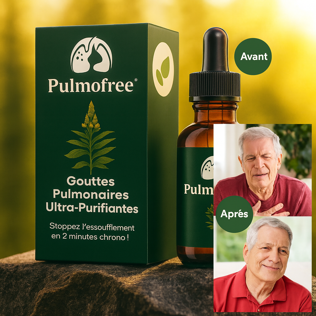 Pulmofree™ Gouttes Pulmonaires Ultra-Purifiantes | Stoppez l’essoufflement en 2 minutes chrono!