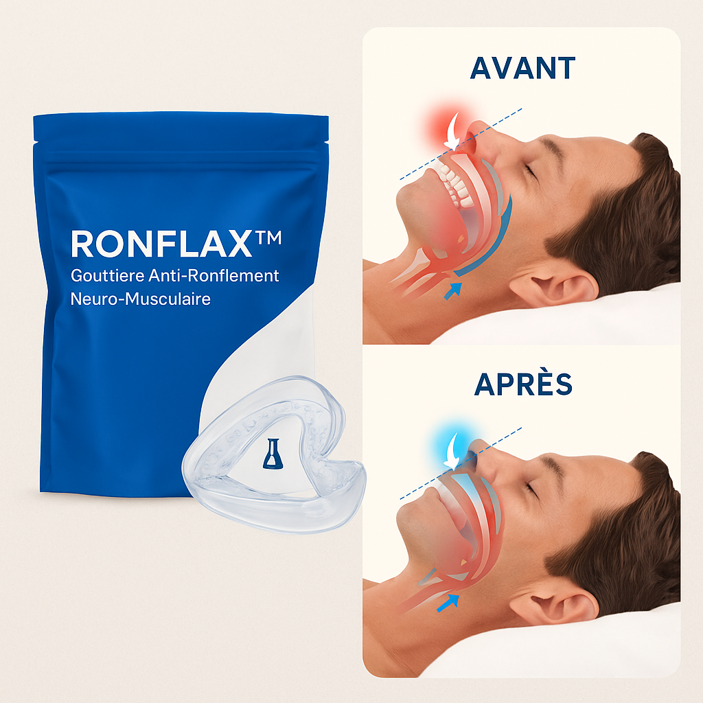Ronflax™ Gouttière Anti-Ronflement Neuro-Musculaire | Stoppez le ronflement dès la première nuit – garanti!