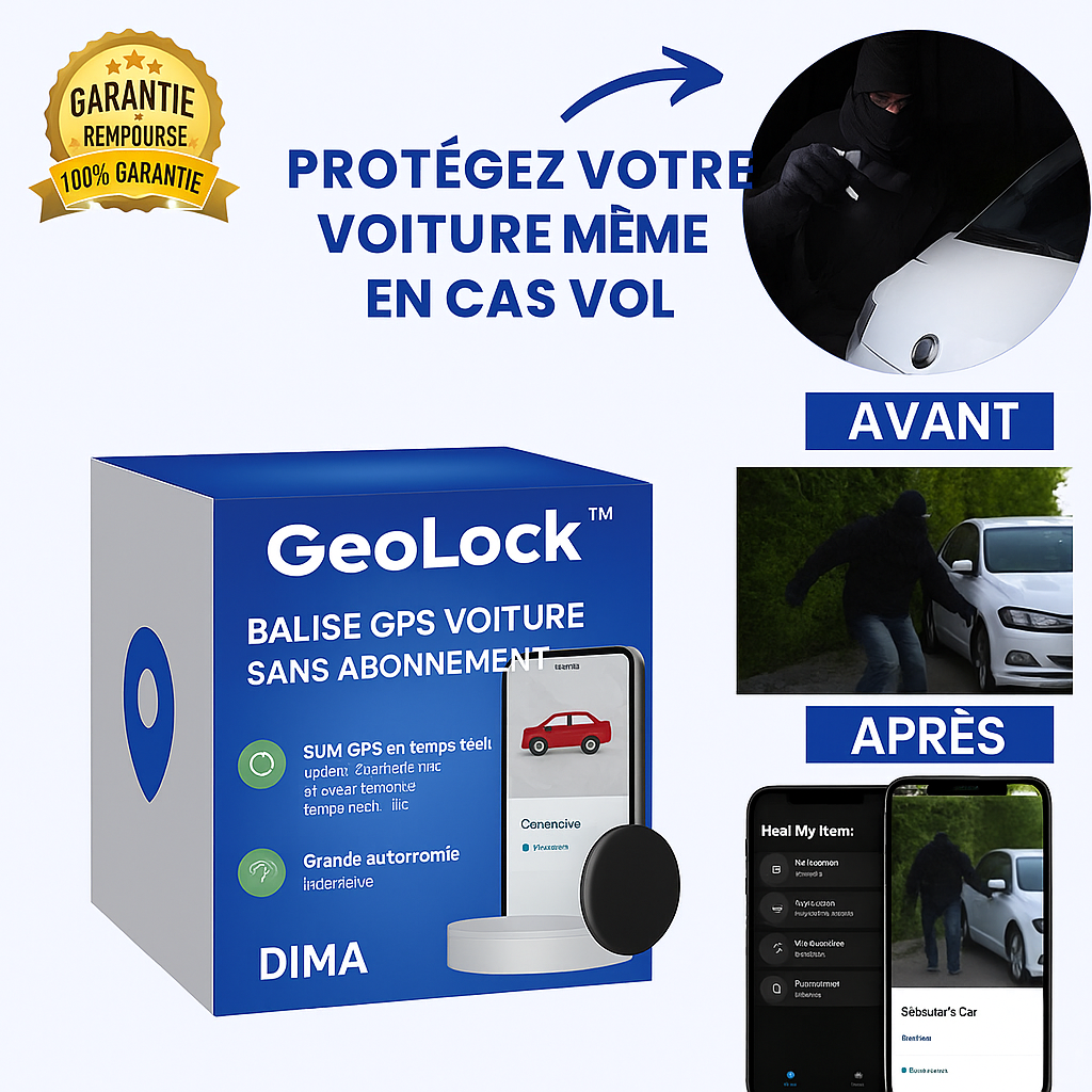 GeoLock™ Balise GPS Voiture Sans Abonnement | Retrouver un véhicule volé en 60 secondes, c’est possible!