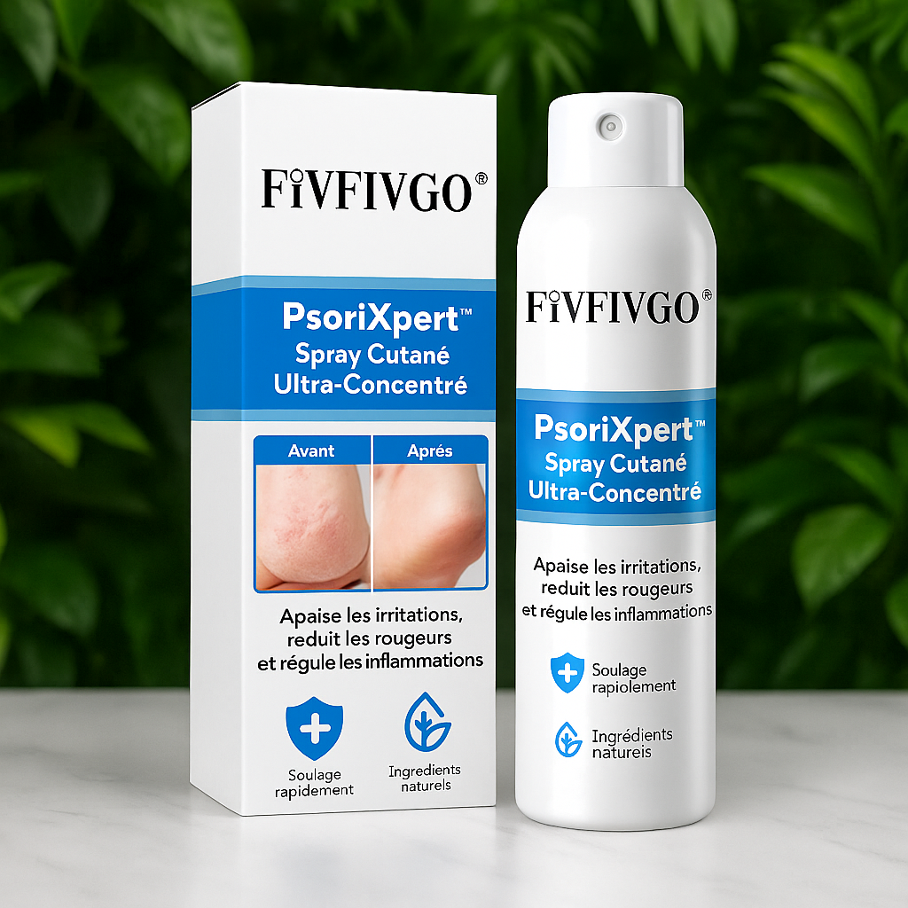 PsoriXpert™ Spray Cutané Ultra-Concentré | Éliminez les plaques de psoriasis en 3 minutes chrono!