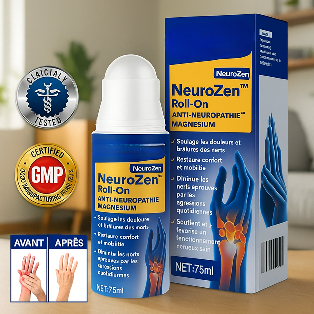 NeuroZen™ Roll-On Anti-Neuropathie au Magnésium | Éteignez les brûlures nerveuses en 3 minutes – même après 10 ans de souffrance!