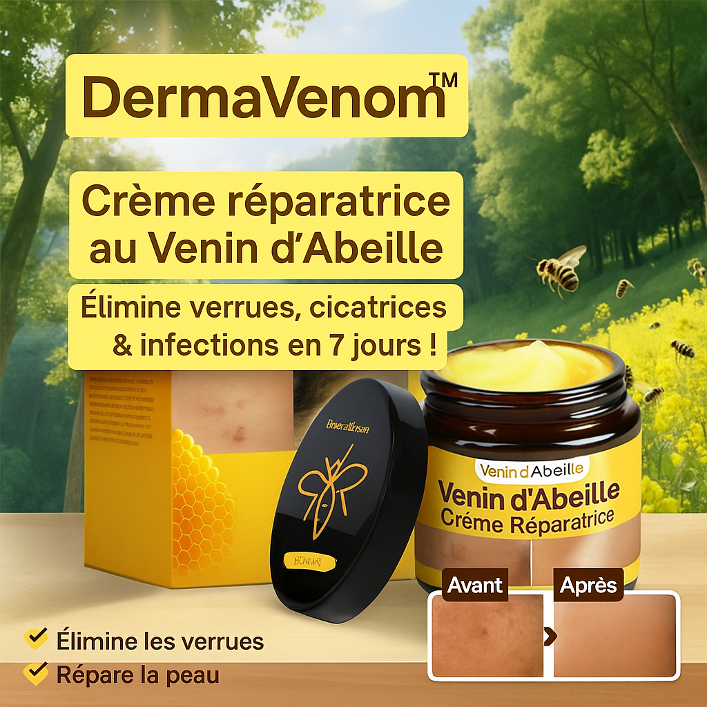 DermaVenom™ Crème Réparatrice au Venin d’Abeille | Élimine verrues, cicatrices & infections en 7 jours!