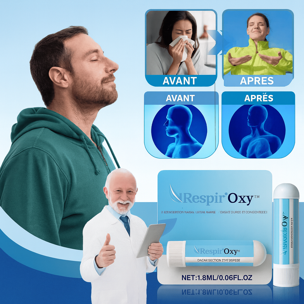 Respir’Oxy™ Inhalateur Décongestionnant Express | Libère votre nez en 180 secondes chrono!