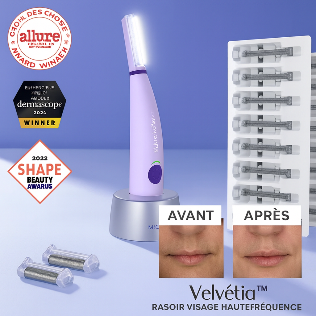 Velvétia™ Rasoir Visage Haute Fréquence | Éliminez duvet & rides en 1 minute chrono!